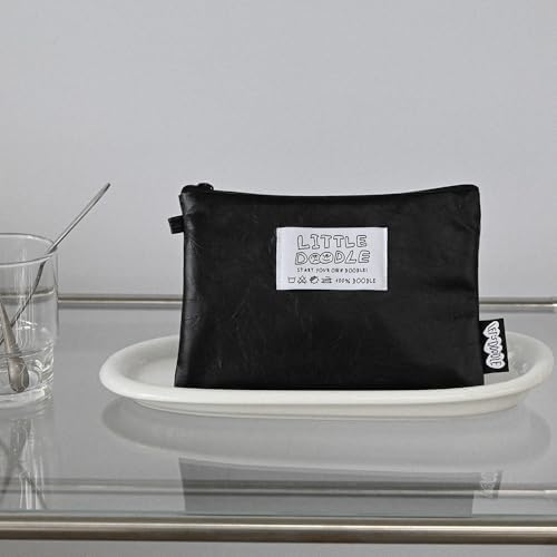 Monolike Little Doodle Flat Pouch, Black - Makeup Bag, Cosmetic Bag, Travel Bag, Toiletry Bag, Organizer, Storage Bag - Image 4