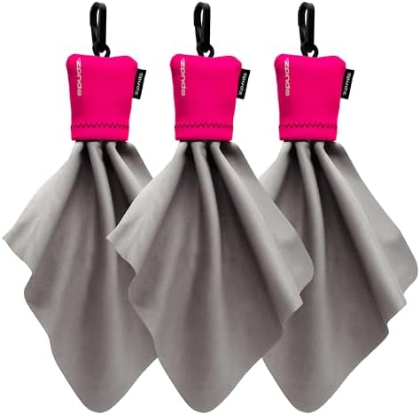 SPUDZ Classic Microfiber Lens Cleaner – Clip-On Pouch, Washable – for Binoculars, Scopes, Glasses, Screens | Classic | Pink, 6 x 6 Inch (3-Pack) by SPUDZ