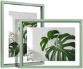 Egofine 9x12 Floating Frames Set of 2, Double Plexiglass Picture Frame, Made of Solid Wood Display Any Size Photo up to 9x12, Wall Mount or Tabletop Standing, Green by Egofine