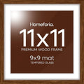 Homeforia 11x11 Brown Oak Picture Frame, High-End Wood, 9x9 Mat, Glass by Homeforia