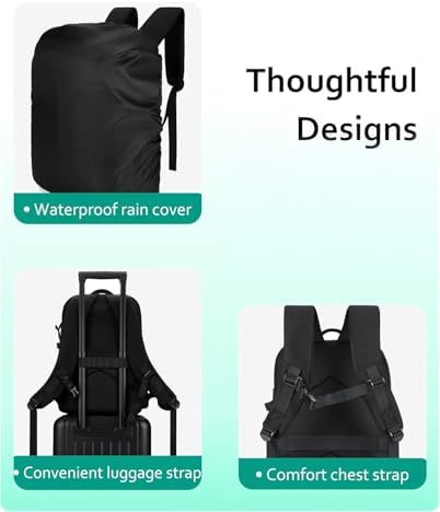 BAGSMART Camera Backpack, DSLR SLR Camera Bag Backpack Fits 15.6 Inch Laptop,Anti-Theft Waterproof Camera Case for Photographers,Men Women,with Rain Cover,Tripod Holder,Black - Image 5