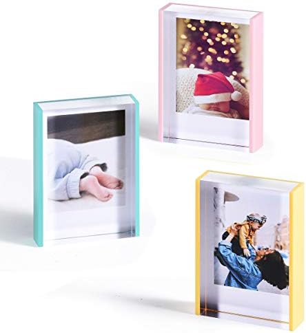 Instax Mini Acrylic Photo Frames, 2x3 Polaroid Picture Frame for Instax Mini EVO/LiPlay/Link Printer & Cameras Film, Cute Small Tabletop Picture Frame, Instant Photos Holder for Home Decor (3 Pack) by Janaden