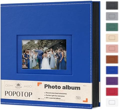 Popotop 4x6 Photo Album Holds 500 Pictures, Vegan Leather Hardcover by Popotop
