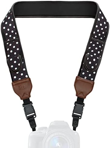USA Gear TrueSHOT Camera Strap Neoprene Camera Straps - Padded Neck Strap, Pockets, and Quick Release Buckles - Compatible with Canon, Nikon, Sony and More DSLR and Mirrorless Cameras (Polka Dot) by USAGEAR