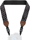 USA Gear TrueSHOT Camera Strap Neoprene Camera Straps - Padded Neck Strap, Pockets, and Quick Release Buckles - Compatible with Canon, Nikon, Sony and More DSLR and Mirrorless Cameras (Polka Dot) by USAGEAR