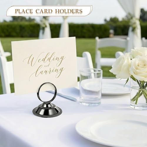 Urban Deco 16 PK Table Card Holder Place Card Holders Steel Card Holders for Photos, Food Signs, Memo Notes, Weddings, Restaurants, Birthday (Black) - Image 4