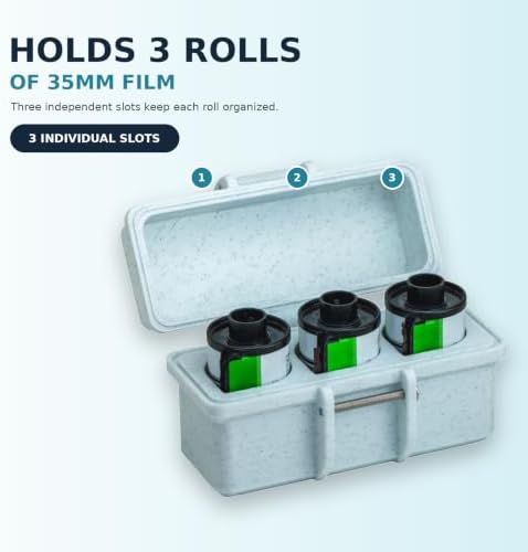 35mm Film Storage Case, 3-Roll 135 Film Canister Holder with Snap Latch, PET Film Organizer - Image 3