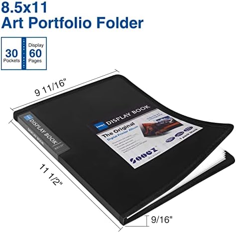 Sooez 30-Pocket Binder with Plastic Sleeves 8.5x11,Heavy Duty Art Portfolio - Image 2