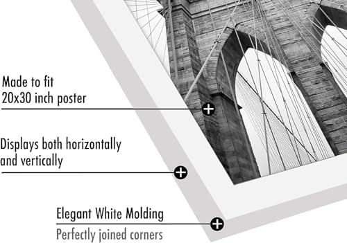 Americanflat 20x30 Poster Frame - White Engineered Wood with Polished Plexiglass - Wide Picture Frame for Vertical or Horizontal Wall Display - Epic Collection - White - Image 3