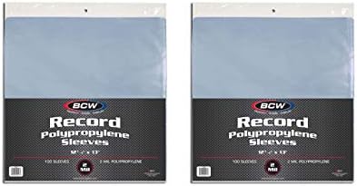 BCW 33 RPM Record Sleeves | Polypropylene Vinyl Record Outer Sleeves | 2 mil Thickness | Vinyl Record Album Protectors | (200 Pack) by BCW