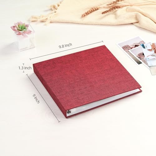Mublalbum 8x8 Inch 3 Ring DIY Scrapbook Photo Album 40 Pages, Red - Image 2
