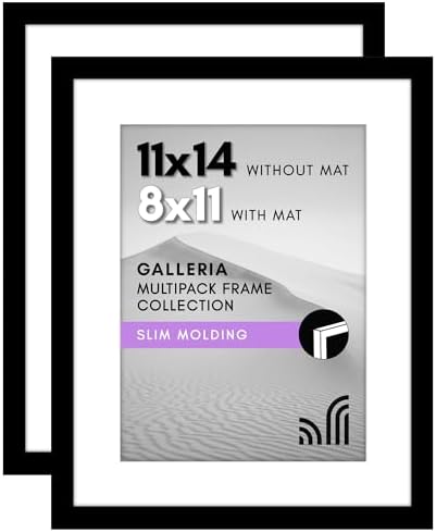 Americanflat 11x14 Picture Frame 2-Pack - Matted to 8x11 - Black by Americanflat