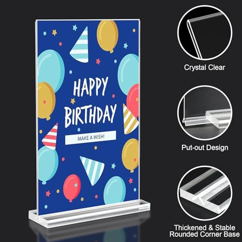 Acrylic Sign Holder 5.5x8.5 Inches 8 Pack, Double Sided Vertical Clear Display Stand, Plastic Frame Flyer Holder for Tabletop, Office, Restaurant, Store - Image 2