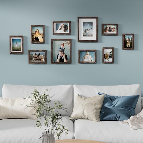 Vittanly 10 Pack Picture Frames Collage Wall Decor, Brown - Image 2