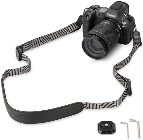 Mirrorless Camera Neck Strap with Quick Release Buckles, Adjustable Shoulder Sling Strap for Sony A7C II A7 IV III A7R V IV ZV1 ZV-E10 Canon EOS R100 R50 M50 M6 Nikon Z30 Z50 Z6 Z7 II & More (Grey) by JJC