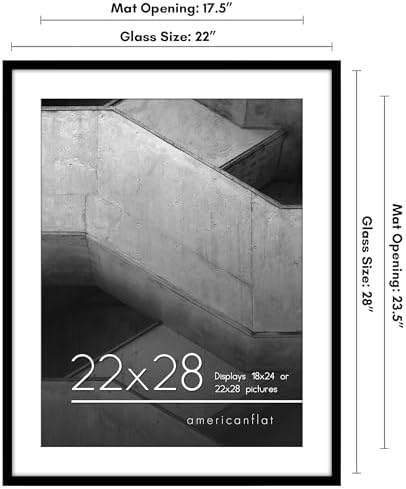 Americanflat 22x28 Poster Frame - Matted to 18x24 - Slim Molding - Black - Image 2
