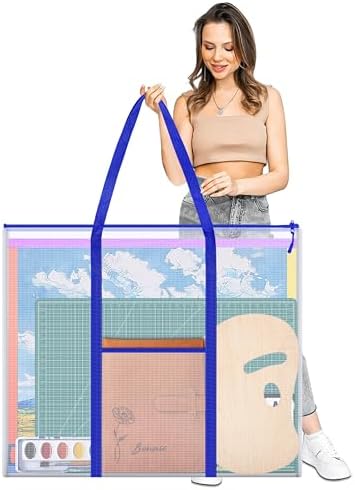 ZKOO Bulletin Board Poster Storage, Extra-Large Storage Chart Art Portfolio Bag 30 x 25 Inchs, Bulletin Board Sheet Organization for Bulletin Boards, Scrapbooks, Keepsake and Poster (30" X 25", Blue) by ZKOO