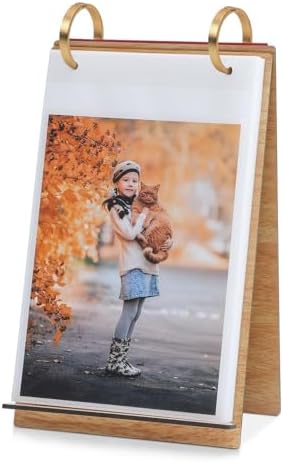 ZEEYUAN Desktop Photo Album Stand, 5x7 Standing Flip Photo Album, Christmas & Valentines Mothers Day Gifts by ZEEYUAN