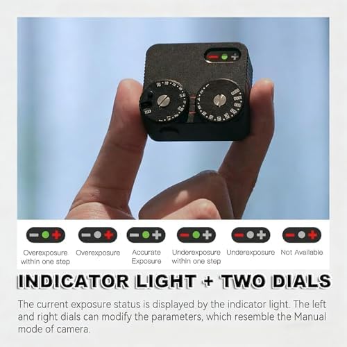 Light Meter for Cameras, Film Camera Photometer with Self-Adjusting Cold Shoe Interface, 45° Light Metering & 2 Dial to Adjust ISO, Durable Aluminum & Rechargeable, for Film Cameras - Image 3
