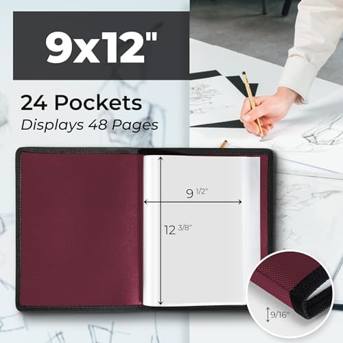 Dunwell Art Portfolio 9x12, 24 Pockets, Displays 48 Pages, Ruby - Image 2