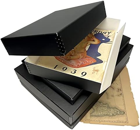 Lineco Museum Archival Storage Box, 13.75x19.75x1.5 in. Drop Front Design. Acid-Free with Metal Edge. Organize Photos, Pictures, Prints, Documents, Crafts, DIY. Black, 2 Pack - Image 5