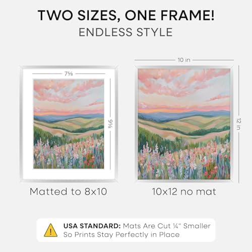 Homeforia 10x12 Silver Picture Frame, High-End Metal, 8x10 Mat, Glass - Image 2