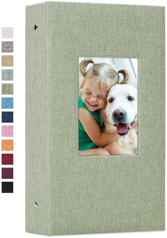 Vienrose 4x6 Photo Album,300 Pockets,Linen Cover with Window,Grass Green by Vienrose