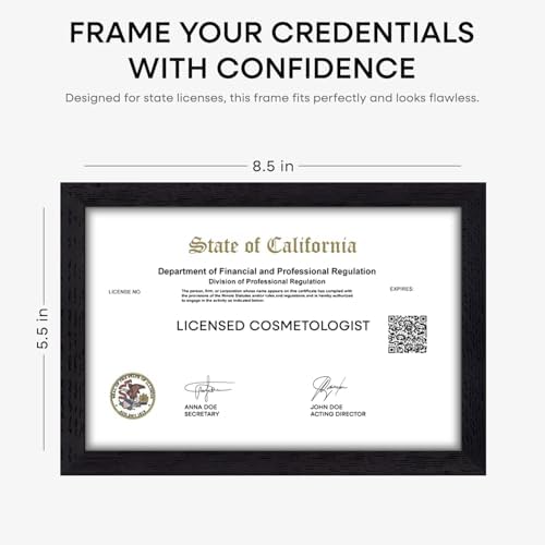 Homeforia 5.5x8.5 White Oak Business License Frame, High-End Wood, Glass - Image 5