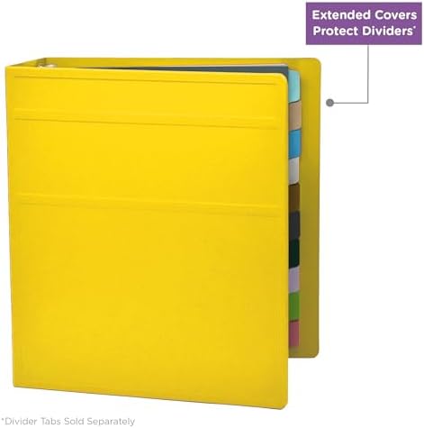 Carstens 3-Inch Heavy Duty 3-Ring Binder - Side Opening, Yellow, Durable Plastic, Precision No-Gap Rings, Waterproof Cover, No Pockets, Holds 400 US Letter Sheets, BPA-Free, Made in USA (1709-3R) - Image 6