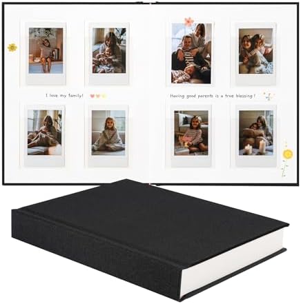 Instax Mini Photo Album with Writing Space, Linen Cover, Black by Unknown