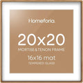 Homeforia 20x20 Mortise&Tenon Natural Oak Picture Frame, 16x16 Mat, Glass by Homeforia