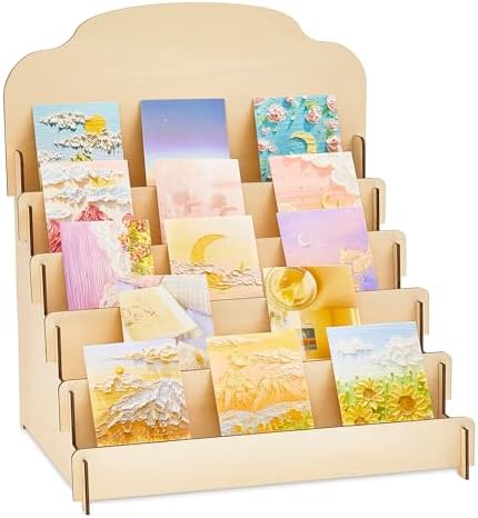 Barydat Greeting Card Display Stand Wooden, 15.8 x 13 x 17.7 Inch, Beige by home