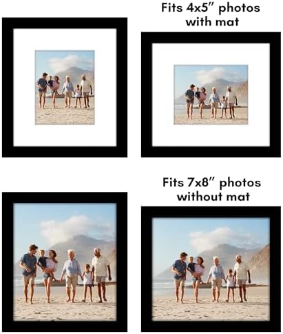 Americanflat 7x8 Picture Frame 5-Pack - Matted to 4x5 - Black - Image 4