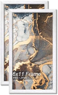 6x11 Picture Frame Set of 2 White Engineered Wood Tabletop/Wall Hanging by Fxojyvo