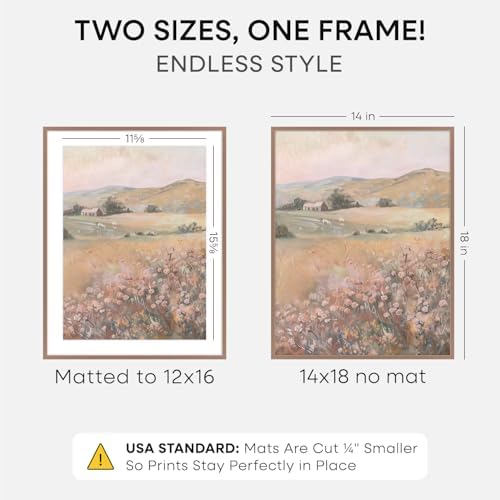 Homeforia 14x18 Mocha Picture Frame, High-End Metal, 12x16 Mat, Glass - Image 2