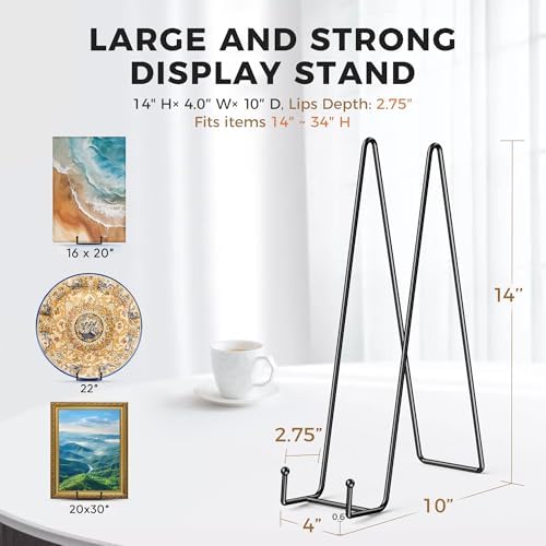 TR-LIFE 14 Inch Black Metal Plate Stand (3 Pack) - Heavy Duty Display Easel Holder for Large Picture Frames, Plates and Signs - Image 3