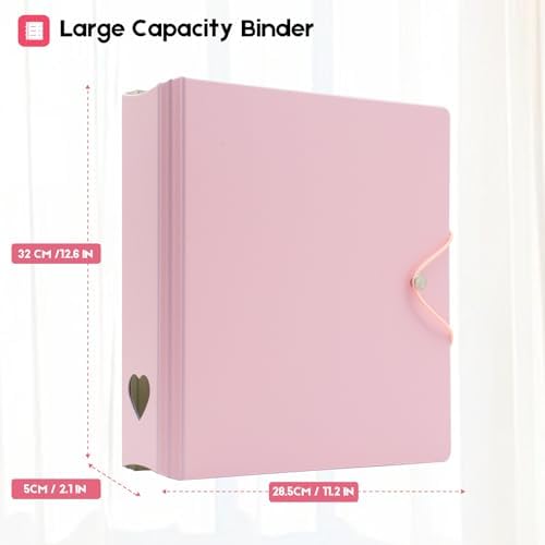 A4 Kpop Photocard Binder, 4 Ring Binder Photo Album for Fujifilm Instax Mini Camera Polaroid Printer Photo Film, 2x3 inch Kpop Photocard Holder Book with 25 Pages 9 Pocket (Pink) - Image 2
