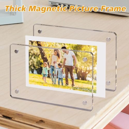 12 Packs Acrylic Fridge Magnetic Picture Frame Magnetic Polaroid Frames for Photos Instax Mini Frame Clear 2.36 x 3.54 Inch - Image 4