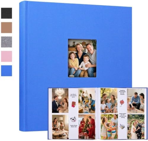 600 Pocket 4x6 Photo Album with Writing Space, Linen Cover, Blue by Xfveiwoo