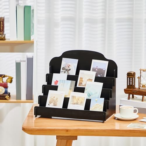 Barydat Greeting Card Display Stand Wooden, 11.8 x 10.4 x 14.2 Inch, Black - Image 4