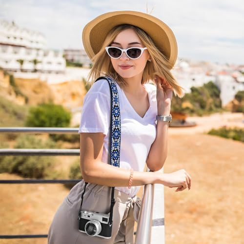 FIEIL Neck Strap Silicone Camera Straps - Padded Camera Strap, 1.5" Wide Adjustable Nylon Shoulder Strap - Compatible with Canon, Nikon, Sony, and More DSLR and Mirrorless Cameras (Blue) - Image 3