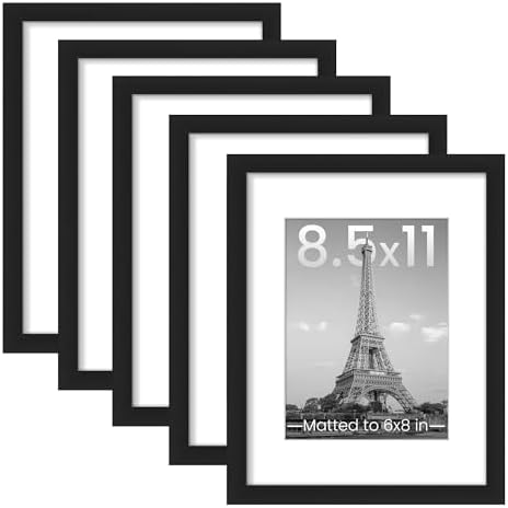 upsimples 8.5 by 11 Picture Frame, Gallery Wall Frames Set of 5, Black by upsimples