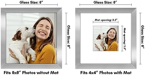 Americanflat 8x8 Picture Frame - Matted to 4x4 - Engineered Wood - Silver - Image 3