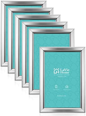 LaVie Home 4x6 Picture Frames (6 Pack, Silver) Simple Designed Photo Frame with High Definition Glass for Wall Mount & Table Top Display, Set of 6 Classic Collection by LaVieHome