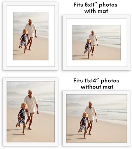 Americanflat 11x14 Picture Frame 5-Pack - Matted to 8x11 - White - Image 4