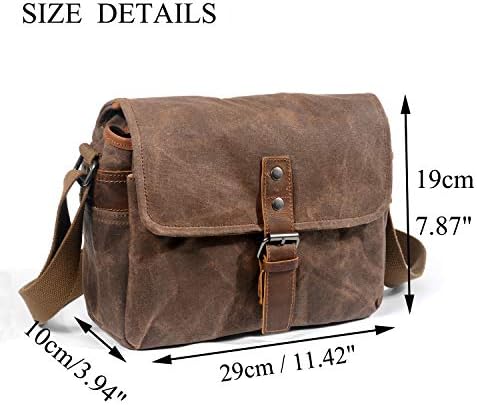 SLR Camera Bag, Waterproof Wax Canvas Bag Vintage Camera Case Messenger Bag with Interlayer Pad - Image 2