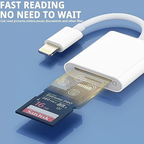 (Apple MFi Certified) Lightning to SD Card Camera Reader for iPhone iPad, Dual Card Slot Memory Card Reader Supports SD and TF Card Trail Camera Viewer Sd Card Adapter Portable Micro Sd Card Reader - Image 6