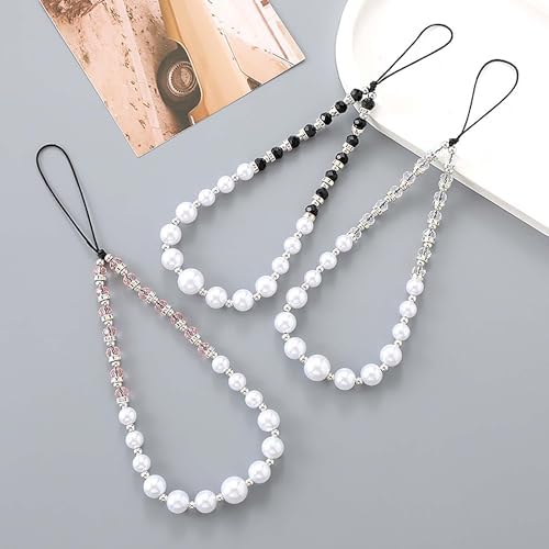 Beaded Phone Charm Lanyard Strap Girly Style Fixed Beads Pearl Lanyards - Image 5