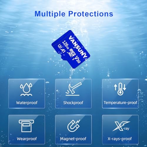 Vansuny Micro SD Card 128GB 5 Pack microSDXC Memory Cards with SD Adapter A1 App Performance V30 4K Video Recording C10 U3 Micro SD for Phone, Security Camera, Dash Cam, Action Camera - Image 7