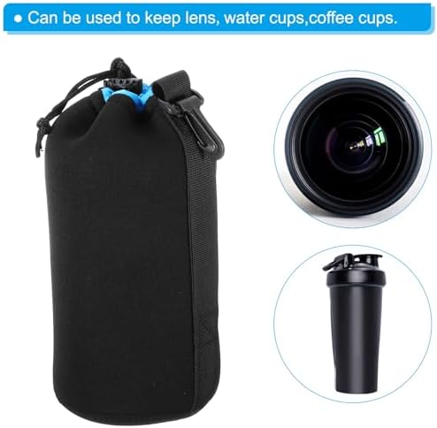 PATIKIL Camera Lens Bag, 2 Pcs 3.7" ID x 9.8" H Drawstring Lens Pouch with Thick Protective Neoprene, Lens Case for DSLR Camera Lens, Water Coffee Cups Black, Blue - Image 6